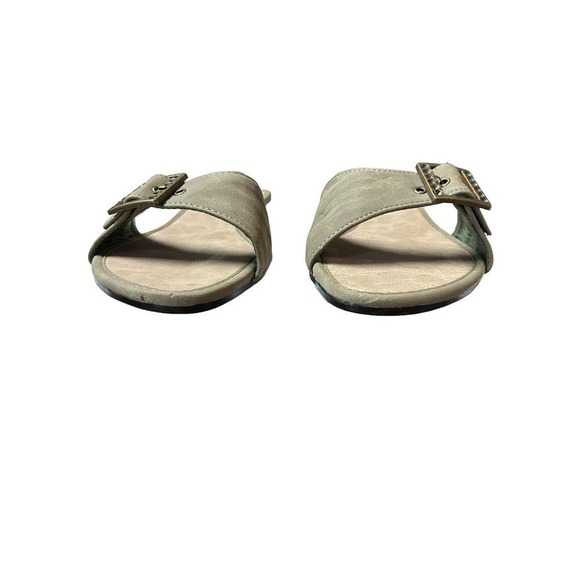Eve Buckle Sandal Slides Low Heel Khaki Color Size 11 - Picture 9 of 13